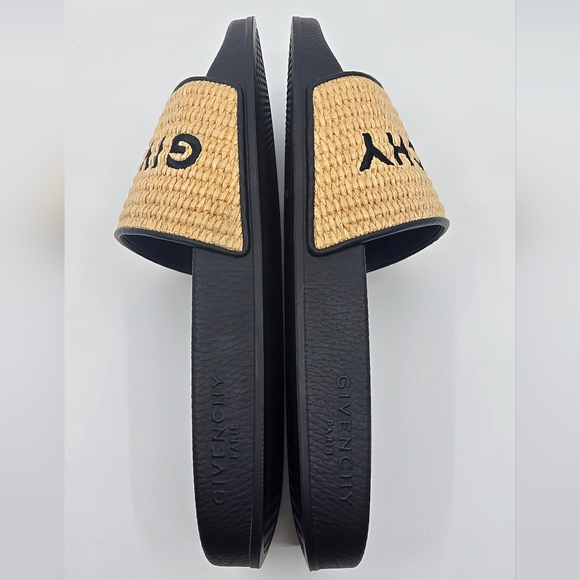 Givenchy Embroidered Logo Raffia Slide Sandals - Picture 10 of 12